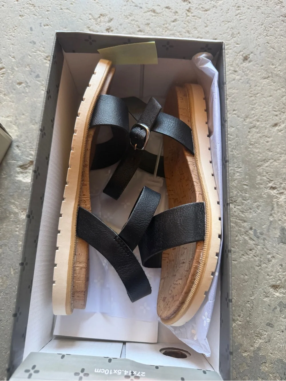 “New” Sun & Stone Black Strappy Cork-Platform Sandals size3